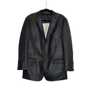 Carlo Razelli black faux leather two button sport jacket blazer size Large